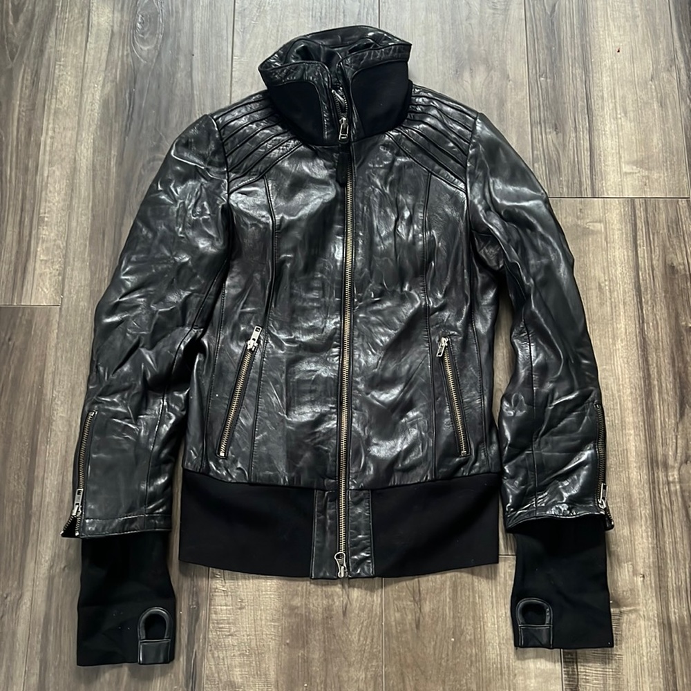 Mackage black leather jacket